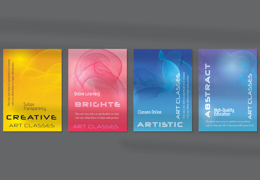 Flyer Layout with Curvy Lines on Bright Gradient Glow