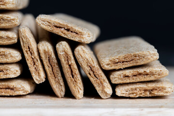 waffle sweets stuffed with grated fruit on the table