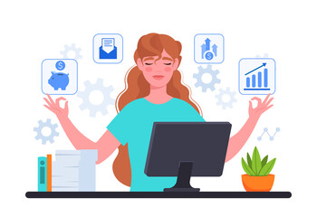 Businesswoman Meditate at workplace