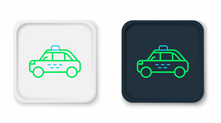 Naklejka premium Line Taxi car icon isolated on white background. Colorful outline concept. Vector
