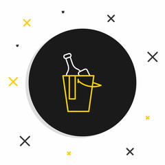Line Bottle of wine in an ice bucket icon isolated on white background. Colorful outline concept. Vector