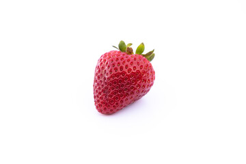 Single strawberry on white