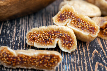 dried fig fruits on the table, close up