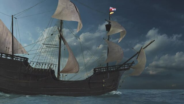 The NAO VICTORIA is the famous flagship of MAGELLANs global expedition . The portugues Captain  leds an armada financed by the spanish Crown and the fugger banquier