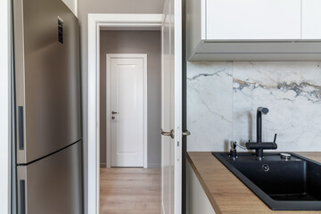 Wood doors open closed in the interior