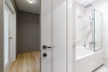 Wood doors open closed in the interior