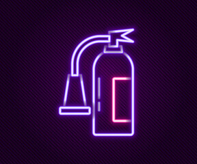 Glowing neon line Fire extinguisher icon isolated on black background. Colorful outline concept. Vector