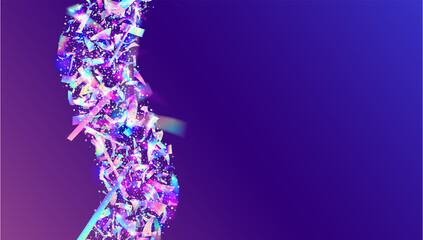 Holographic Glitter. Unicorn Art. Light Glare. Bokeh Confetti. Pink Retro Background. Modern Foil. Shiny Prism. Disco Realistic Illustration. Blue Holographic Glitter
