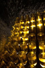 Sparkling wine production by traditional method in underground cellars in Vienna, Austria