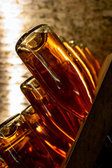 Sparkling wine production by traditional method in underground cellars in Vienna, Austria