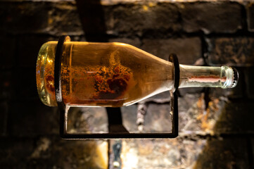 Sparkling wine production by traditional methods in underground cellars in Vienna, Austria....