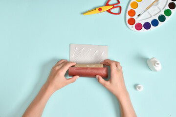 Diy. Bull with his own hands from a sleeve of toilet paper and colored paper. Step-by-step photo instruction.