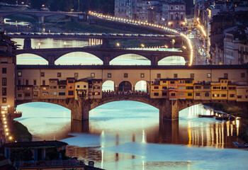 Ponte Vecchio in Florence Italy at night