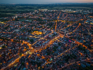 Aerial view on the city Heppenheim in Germany.