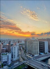 Obraz premium city at sunset
