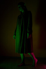 Girl elf in the dark and neon light
