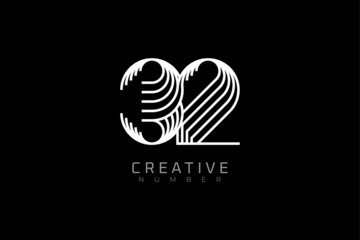 Number 32 Logo, modern and creative number 32 multi line style, usable for brand, anniversary and business logos, flat design logo template, vector illustration