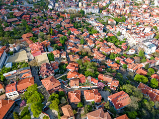 Naklejka premium Aerial sunset view of City of Plovdiv, Bulgaria
