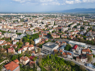 Fototapeta na wymiar Aerial sunset view of City of Plovdiv, Bulgaria