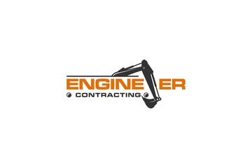 Excavator construction logo design, excavator logo element heavy equipment work. transportation vehicle mining.