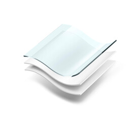 Three wavy layers with realistic shadows. The top layer is transparent. Vector illustration isolated on white background. Template for your infographics. EPS10.	