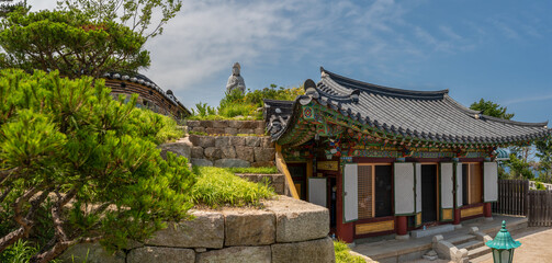 Fototapeta na wymiar Naksansa Korean Buddhist temple complex in the Jogye order in Gangwon Province South Korea