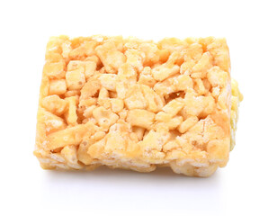 Single rice cake on the red background