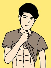 cute man cartoon on yellow background