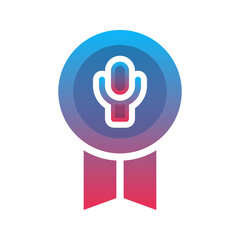 medal mic logo gradient design template icon