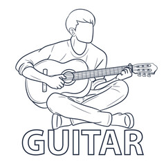 Musician play acoustic guitar. Vector illustration