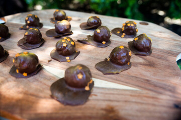 Homemade chocolate truffles dessert 