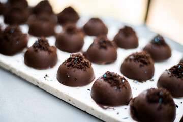 Homemade chocolate truffles dessert 