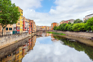 Fototapeta na wymiar Girona is a city in Spain’s northeastern Catalonia region, beside the River Onyar near the Costa Brava and Barcelona.