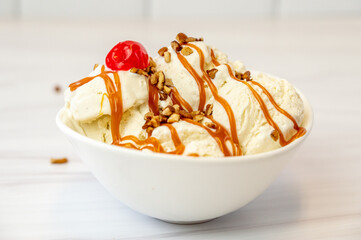 Vanilla Ice Cream with Caramel Syrup