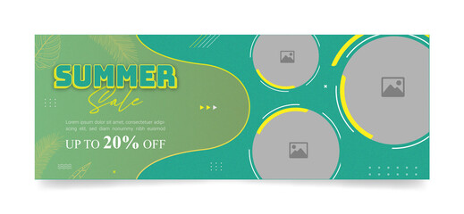 Summer sale facebook, social media, web ad banner template with photos place for promotion, campaign purpose