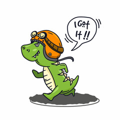 Illustration of dino running for get something