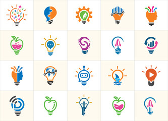 Creative Modern Bulb logo design vector set