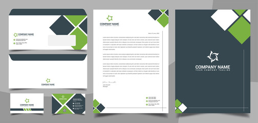 Corporate brand identity, stationary, letterhead, business card, envelope, cover design template