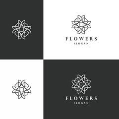 Flowers logo icon flat design template 