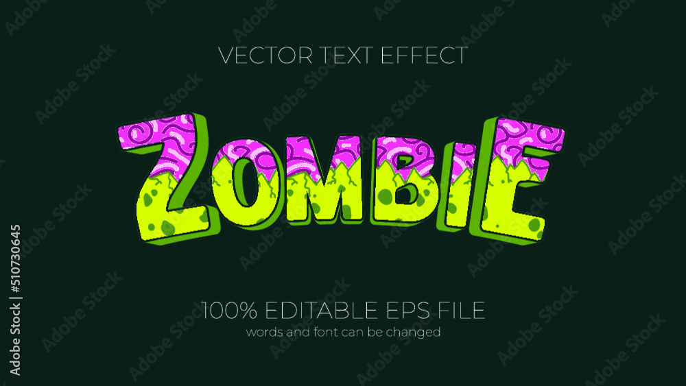 Aufkleber zombie editable text effect style, eps editable text effect