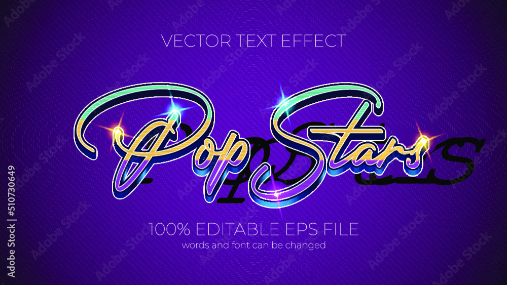 Poster pop stars editable text effect style, eps editable text effect