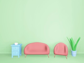 3D ソファ　家具　背景イラスト