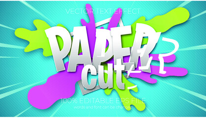Paper cut editable text effect style, EPS editable text effect