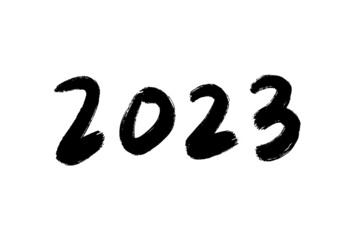 ラフな手書きの2023の文字 - 2022年の素材 - 横書き･黒文字
