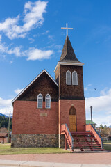 Fototapeta na wymiar Jasper Lutheran Church. Alberta, Canada. Jasper National Park.