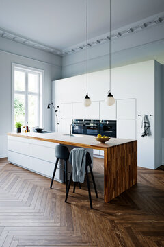 3d render of luxury house kitchen