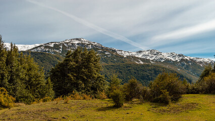 Snowy mountain summit in Los Alerces National Park