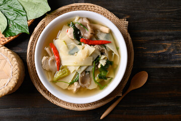 Spicy bamboo shoot soup with mushroom, Local Thai food