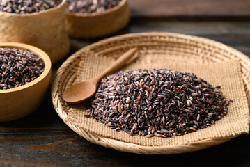 Thai purple rice grain, Organic and healthy food