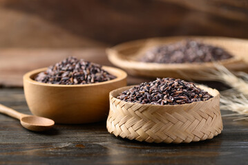 Thai purple rice grain, Organic and healthy food